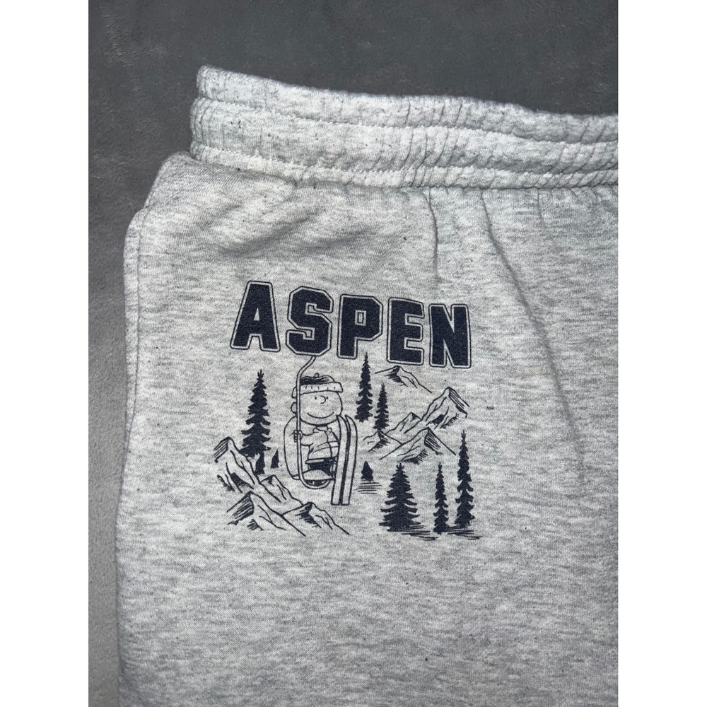 Peanuts Snoopy Charlie Brown Aspen Colorado Ski Resort Sweatpants Gray 17x30